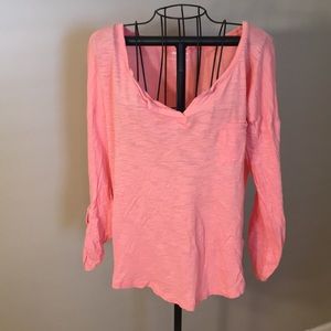 Coral cotton long sleeved w/ buttons for 3/4